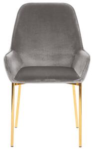 Zestaw 2 krzeseł do jadalni szare welurowe retro glam złote nogi Loverna Beliani
