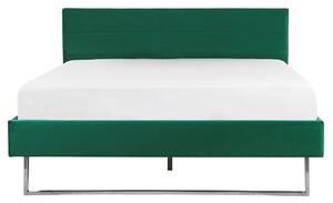 Nowoczesne łóżko tapicerowane welurowe 160 x 200 cm stelażem zielone Bellou Beliani