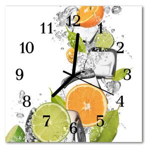 Zegar szklany kwadratowy Owoce cytrusowe
