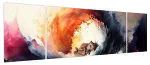 Obraz - W wirze powodzi, akwarela (170x50 cm)