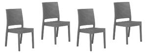Zestaw 4 krzeseł ogrodowych sztaplowanych tworzywo sztuczne szary Fossano Beliani
