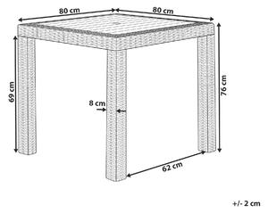 Stół ogrodowy dla 4 osób 80 x 80 cm tworzywo sztuczne jasnoszary Fossano Beliani