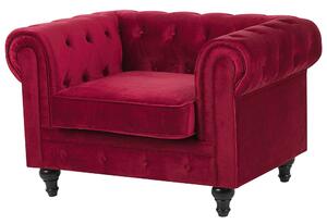 Klasyczny zestaw wypoczynkowy sofa fotel pikowany welur czerwony Chesterfield Beliani