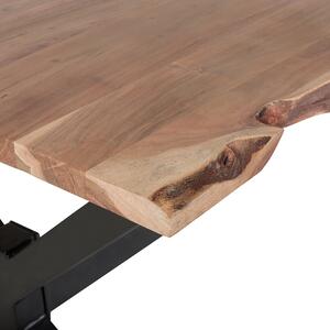 Stół do jadalni jasne drewno akacji metalowe nogi 6 miejsc 180 x 95 cm Valbo Beliani