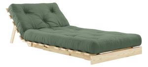 Fotel rozkładany z zielonym obiciem Karup Design Roots Raw/Olive Green