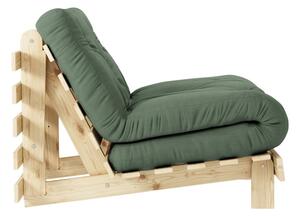 Fotel rozkładany z zielonym obiciem Karup Design Roots Raw/Olive Green