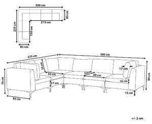 Narożnik modułowy prawostronny 6-osobowa sofa welurowa różowy Evja Beliani