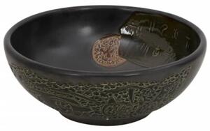 Umywalka nablatowa, czarna, okrągła, Φ41x14 cm, ceramiczna