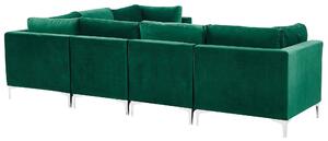 Narożnik modułowy lewostronny 6-osobowy sofa welurowa zielony Evja Beliani