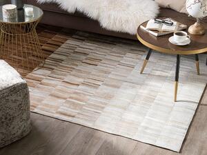 Skórzany dywan prostokątny 140 x 200 cm patchwork szyty ręcznie beżowy Yagda Beliani