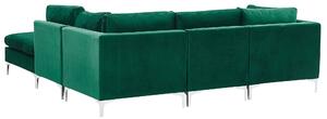 Narożnik modułowy lewostronny 4-osobowy sofa welurowa z otomaną zielony Evja Beliani