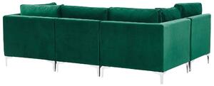 Narożnik modułowy w kształcie U 6-osobowy sofa welurowa zielony Evja Beliani