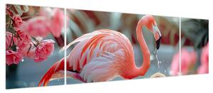 Obraz - Flaming w stawie (170x50 cm)