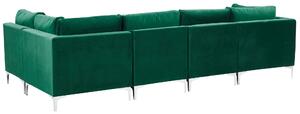 Narożnik modułowy lewostronny 5-osobowy sofa welurowa zielony Evja Beliani