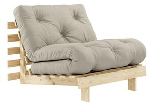 Fotel rozkładany z beżowym lnianym pokryciem Karup Design Roots Raw/Linen