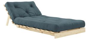 Fotel rozkładany z niebieskozielonym obiciem Karup Design Roots Raw/Petrol Blue