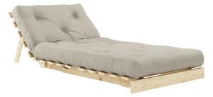 Fotel rozkładany z beżowym lnianym obiciem Karup Design Roots Raw/Linen