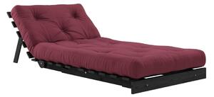 Fotel rozkładany z ciemnoczerwonym obiciem Karup Design Roots Black/Bordeaux