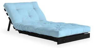Fotel rozkładany z jasnoniebieskim pokryciem Karup Design Roots Black/Light Blue