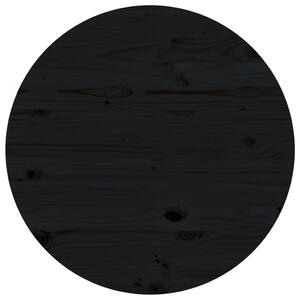 Blat stołu, czarny, Ø80x2,5 cm, lite drewno sosnowe
