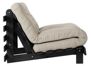 Fotel rozkładany z lnianym pokryciem Karup Design Roots Black/Linen