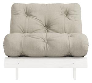 Fotel rozkładany z lnianym pokryciem Karup Design Roots White/Linen