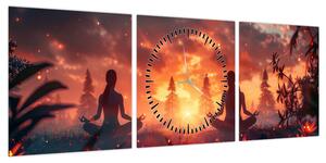 Obraz - Joga w przyrodzie (z zegarem) (90x30 cm)
