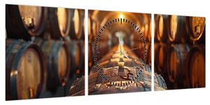Obraz - Piwniczka na wino (z zegarem) (90x30 cm)