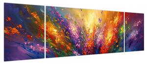 Obraz - Abstrakcja kwiatów (170x50 cm)