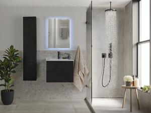 Zestaw mebli łazienkowych z umywalką lustro LED szafka wisząca czarny Tudela Beliani