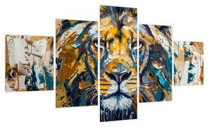 Obraz - Abstrakcyjny obraz olejny z lwem (125x70 cm)