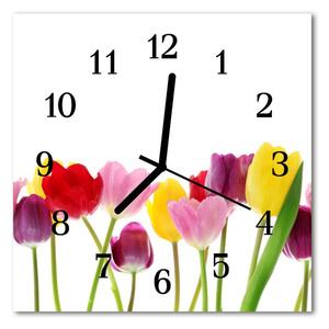 Zegar ścienny kwadrat Kolorowe tulipany
