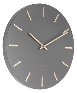 Szary zegar ścienny ze wskazówkami w kolorze złota Karlsson Charm, ø 30 cm