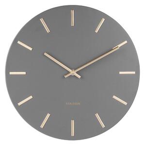 Szary zegar ścienny ze wskazówkami w kolorze złota Karlsson Charm, ø 30 cm