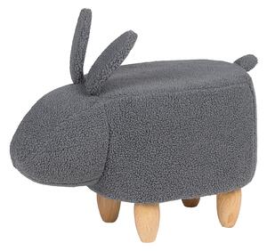 Nowoczesny tapicerowany puf podnóżek dla dzieci króliczek szary siedzisko Bunny Beliani