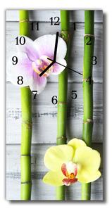 Zegar Szklany Pionowy Kwiaty Bambusowy storczyk kolorowy