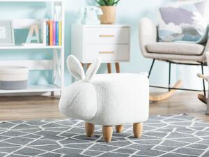 Nowoczesny tapicerowany puf podnóżek dla dzieci króliczek biały siedzisko Bunny Beliani