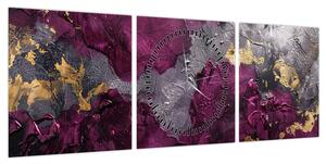 Obraz - Teksturowanie abstrakcji (z zegarem) (90x30 cm)