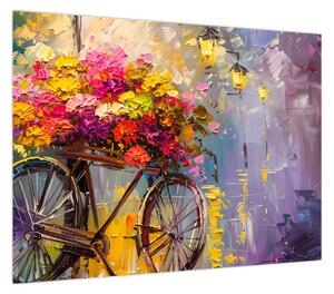 Obraz - Koło z kwiatami (70x50 cm)