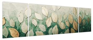 Obraz - Złoto-zielone liście (170x50 cm)