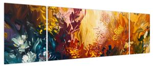 Obraz - Abstrakcyjny obraz kwiatów (170x50 cm)