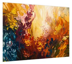 Obraz - Abstrakcyjny obraz kwiatów (70x50 cm)