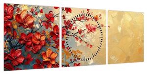 Obraz - Kwitnące drzewo (z zegarem) (90x30 cm)