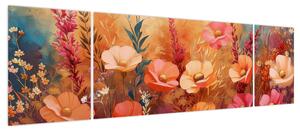 Obraz - Kwiaty łąkowe, malarstwo (170x50 cm)