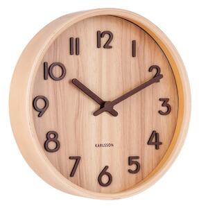 Jasnobrązowy zegar ścienny z drewna lipy Karlsson Pure Small, ø 22 cm