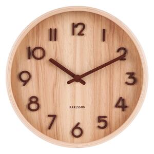 Jasnobrązowy zegar ścienny z drewna lipy Karlsson Pure Small, ø 22 cm