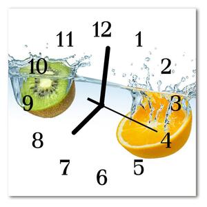 Zegar szklany kwadratowy Pomarańcze kiwi