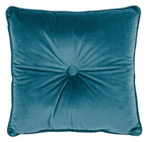 Niebieska poduszka Tiseco Home Studio Velvet Button, 45x45 cm