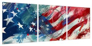 Obraz - Flaga USA (z zegarem) (90x30 cm)