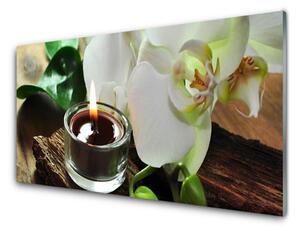 Obraz Szklany Orchidea Świeca do Spa